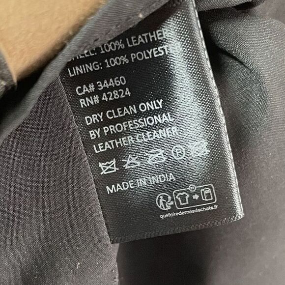 VEDA Leather Skirt Women 10 Brown Mini Distressed Side Zip Lined - Picture 11 of 11